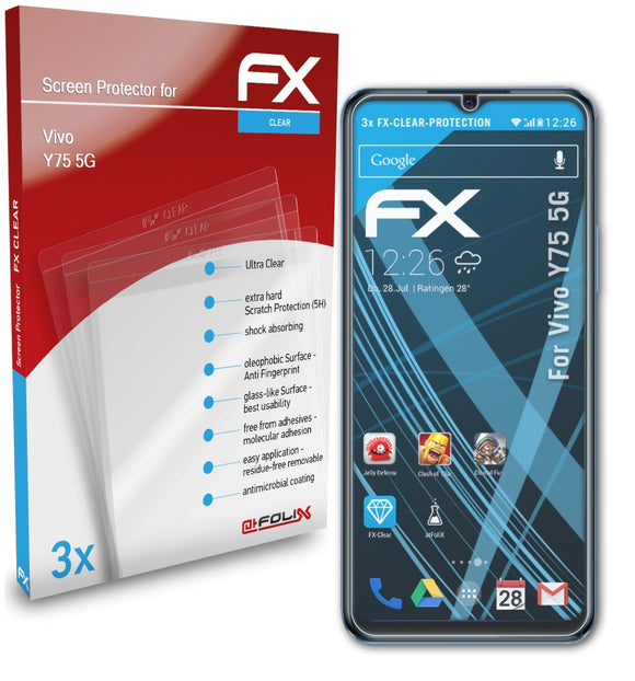 atFoliX FX-Clear Schutzfolie für Vivo Y75 5G