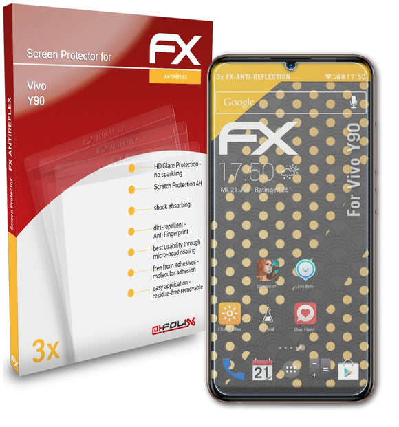 atFoliX FX-Antireflex Displayschutzfolie für Vivo Y90
