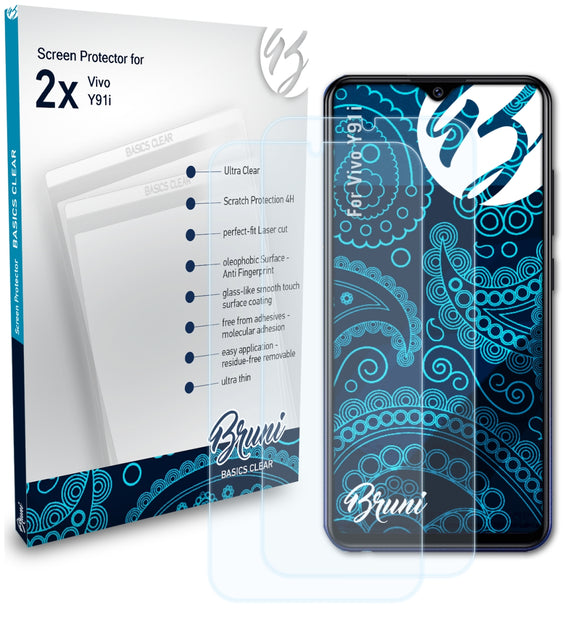 Bruni Basics-Clear Displayschutzfolie für Vivo Y91i