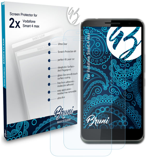 Bruni Basics-Clear Displayschutzfolie für Vodafone Smart 4 max