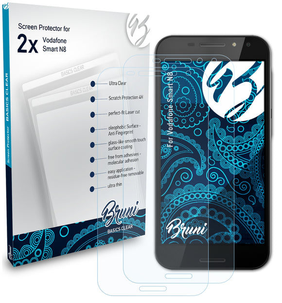 Bruni Basics-Clear Displayschutzfolie für Vodafone Smart N8