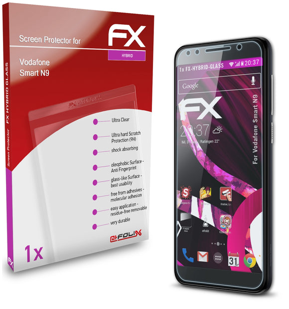atFoliX FX-Hybrid-Glass Panzerglasfolie für Vodafone Smart N9