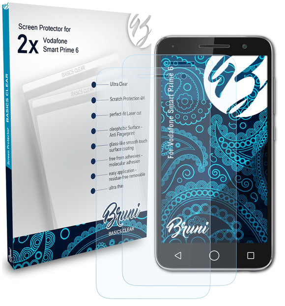 Bruni Basics-Clear Displayschutzfolie für Vodafone Smart Prime 6