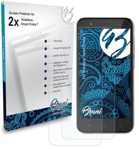 Bruni Basics-Clear Displayschutzfolie für Vodafone Smart Prime 7