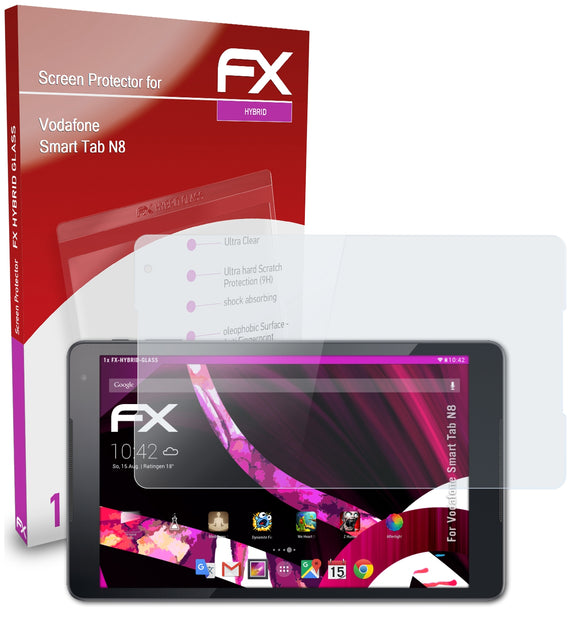 atFoliX FX-Hybrid-Glass Panzerglasfolie für Vodafone Smart Tab N8