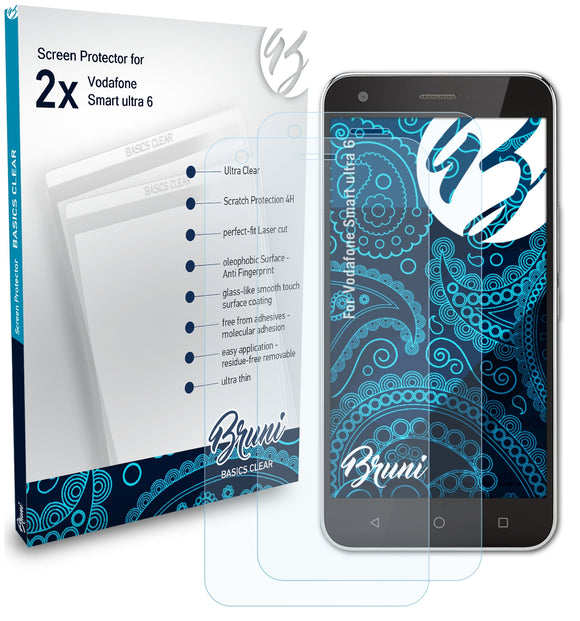 Bruni Basics-Clear Displayschutzfolie für Vodafone Smart ultra 6