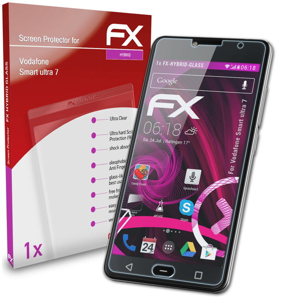 atFoliX FX-Hybrid-Glass Panzerglasfolie für Vodafone Smart ultra 7