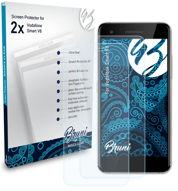 Bruni Basics-Clear Displayschutzfolie für Vodafone Smart V8