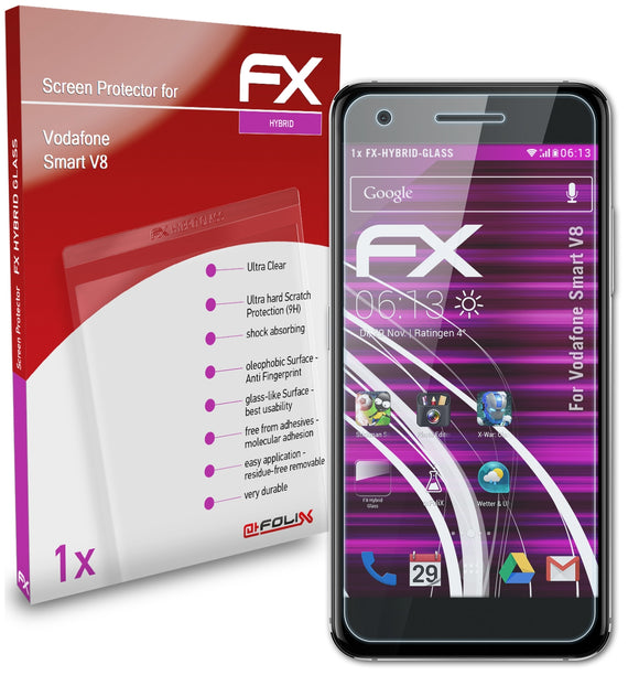 atFoliX FX-Hybrid-Glass Panzerglasfolie für Vodafone Smart V8