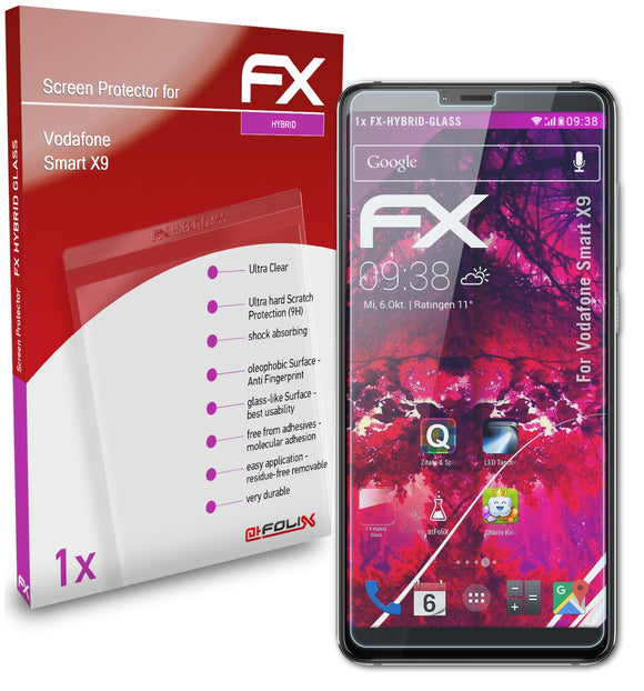 atFoliX FX-Hybrid-Glass Panzerglasfolie für Vodafone Smart X9
