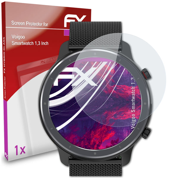 atFoliX FX-Hybrid-Glass Panzerglasfolie für Voigoo Smartwatch 1,3 Inch