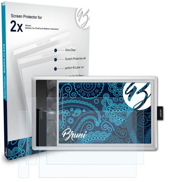 Bruni Basics-Clear Displayschutzfolie für Wacom Bamboo Fun Pen&Touch Medium (3.Generation)