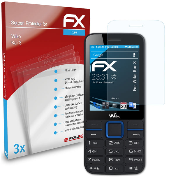 atFoliX FX-Clear Schutzfolie für Wiko Kar 3