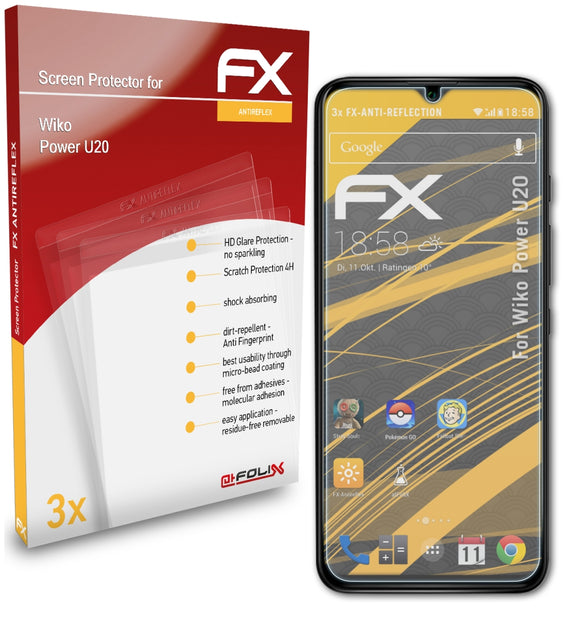 atFoliX FX-Antireflex Displayschutzfolie für Wiko Power U20