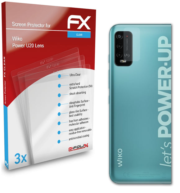 atFoliX FX-Clear Schutzfolie für Wiko Power U20 Lens
