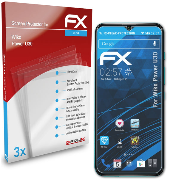 atFoliX FX-Clear Schutzfolie für Wiko Power U30