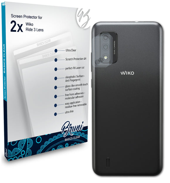 Bruni Basics-Clear Displayschutzfolie für Wiko Ride 3 Lens