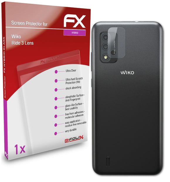 atFoliX FX-Hybrid-Glass Panzerglasfolie für Wiko Ride 3 Lens