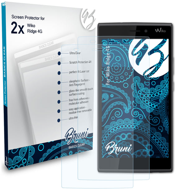 Bruni Basics-Clear Displayschutzfolie für Wiko Ridge 4G