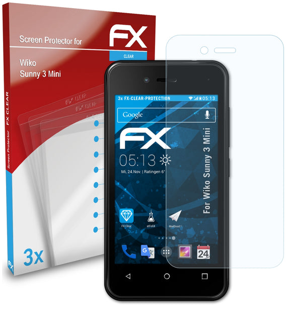 atFoliX FX-Clear Schutzfolie für Wiko Sunny 3 Mini