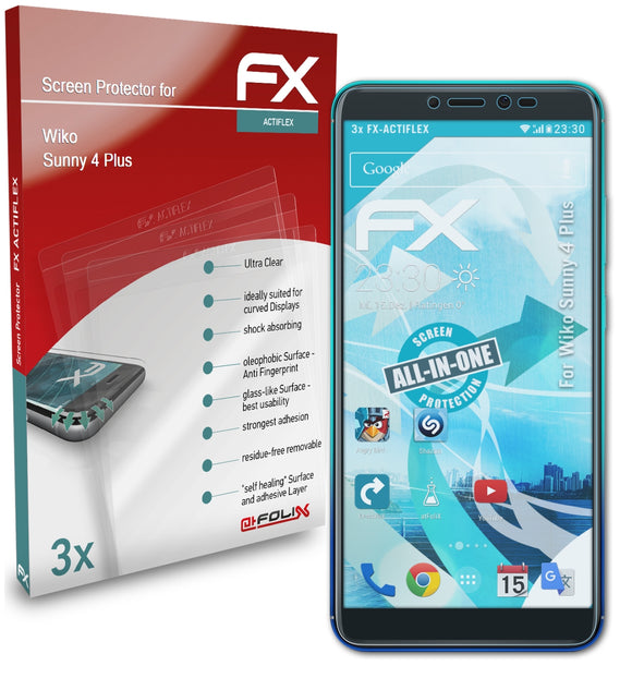 atFoliX FX-ActiFleX Displayschutzfolie für Wiko Sunny 4 Plus
