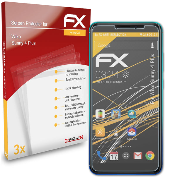 atFoliX FX-Antireflex Displayschutzfolie für Wiko Sunny 4 Plus