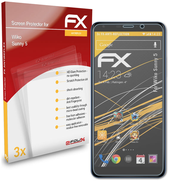 atFoliX FX-Antireflex Displayschutzfolie für Wiko Sunny 5
