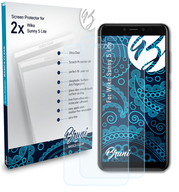 Bruni Basics-Clear Displayschutzfolie für Wiko Sunny 5 Lite