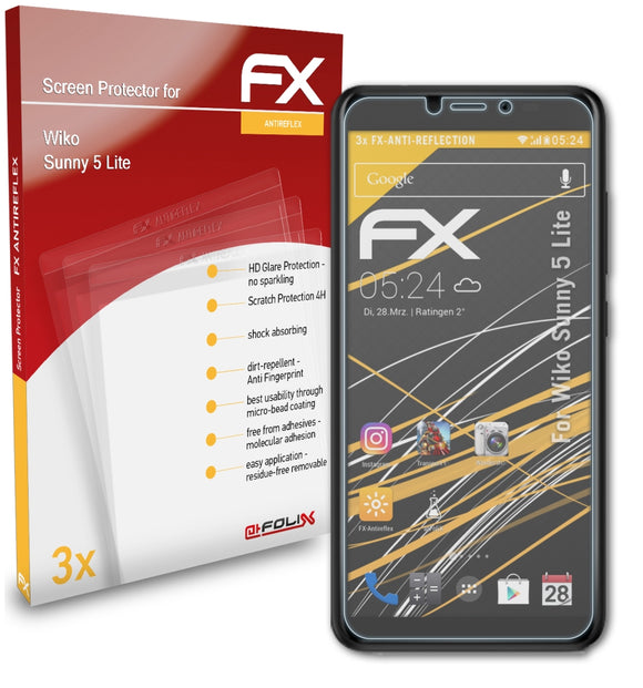 atFoliX FX-Antireflex Displayschutzfolie für Wiko Sunny 5 Lite