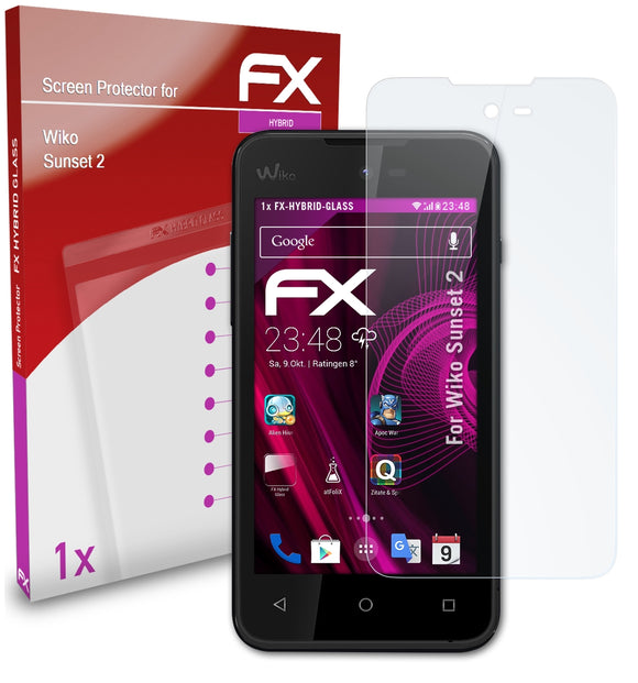 atFoliX FX-Hybrid-Glass Panzerglasfolie für Wiko Sunset 2