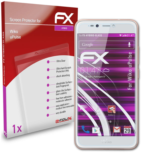 atFoliX FX-Hybrid-Glass Panzerglasfolie für Wiko uPulse