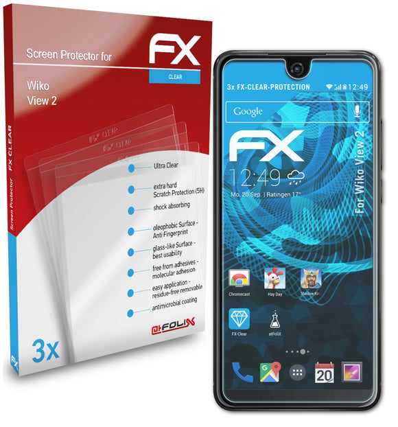 atFoliX FX-Clear Schutzfolie für Wiko View 2