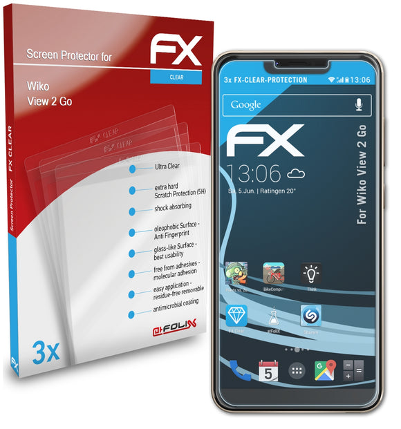 atFoliX FX-Clear Schutzfolie für Wiko View 2 Go