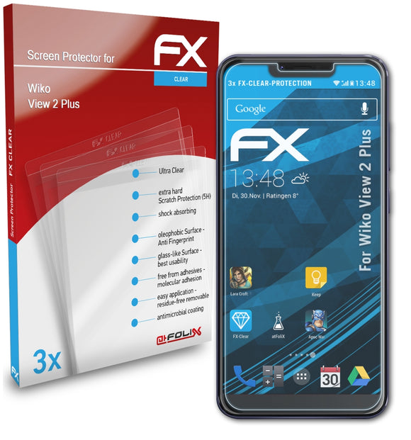 atFoliX FX-Clear Schutzfolie für Wiko View 2 Plus