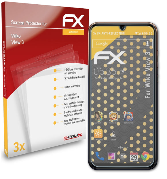 atFoliX FX-Antireflex Displayschutzfolie für Wiko View 3