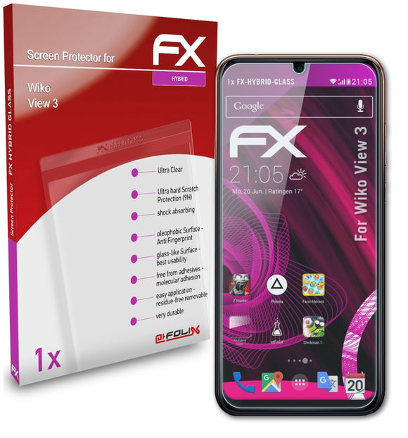 atFoliX FX-Hybrid-Glass Panzerglasfolie für Wiko View 3