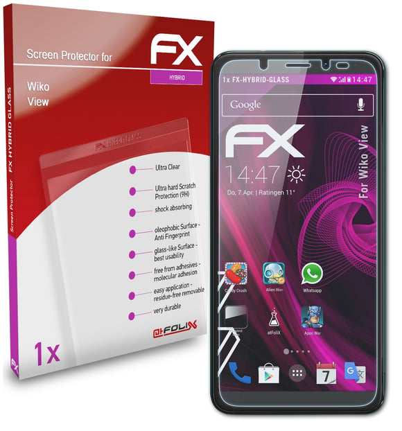 atFoliX FX-Hybrid-Glass Panzerglasfolie für Wiko View