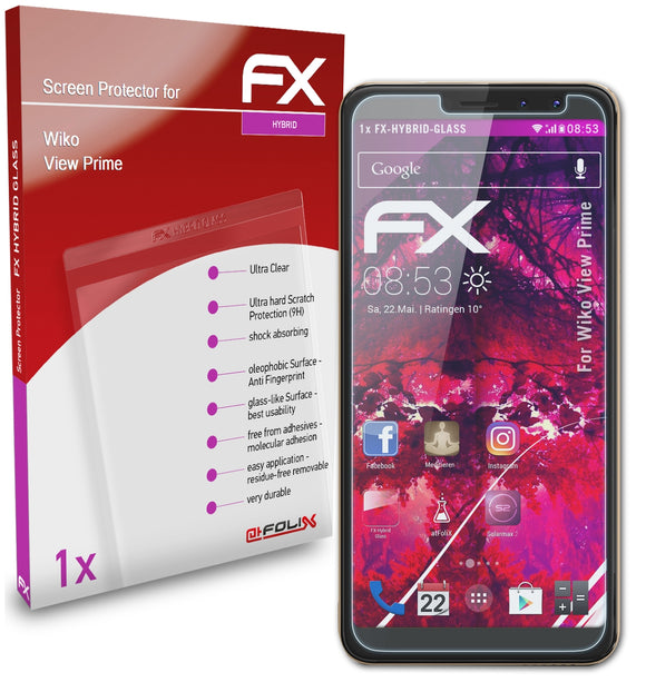 atFoliX FX-Hybrid-Glass Panzerglasfolie für Wiko View Prime