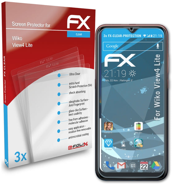 atFoliX FX-Clear Schutzfolie für Wiko View4 Lite