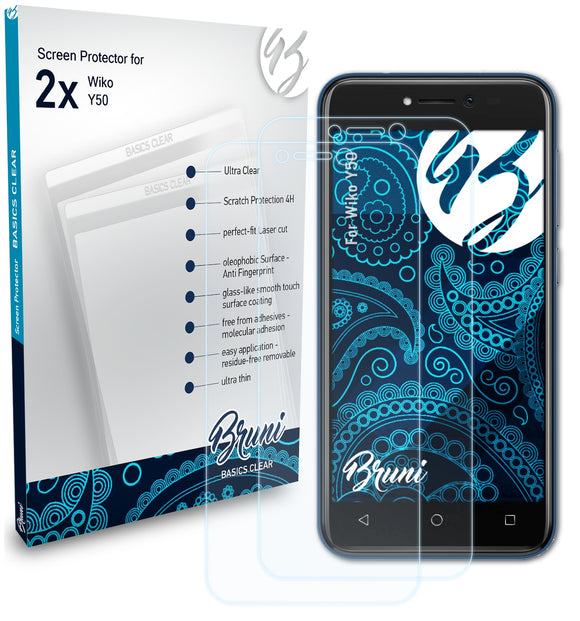 Bruni Basics-Clear Displayschutzfolie für Wiko Y50