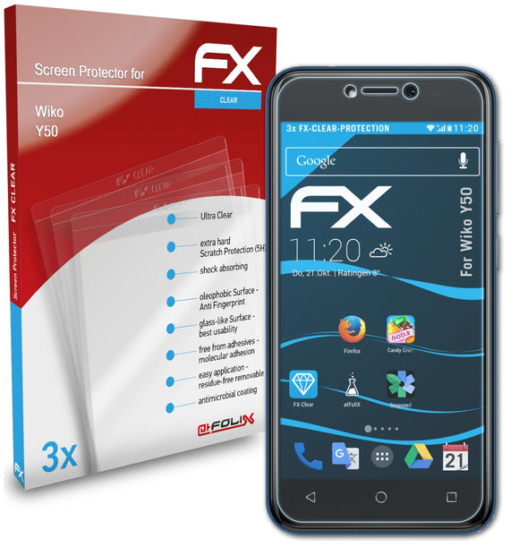 atFoliX FX-Clear Schutzfolie für Wiko Y50