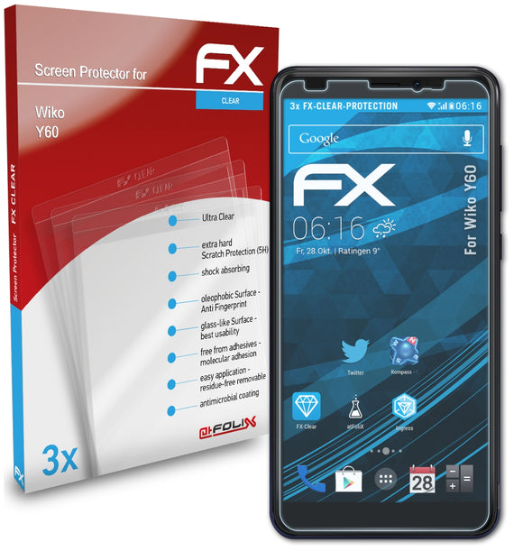 atFoliX FX-Clear Schutzfolie für Wiko Y60