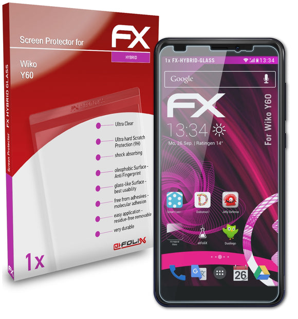 atFoliX FX-Hybrid-Glass Panzerglasfolie für Wiko Y60