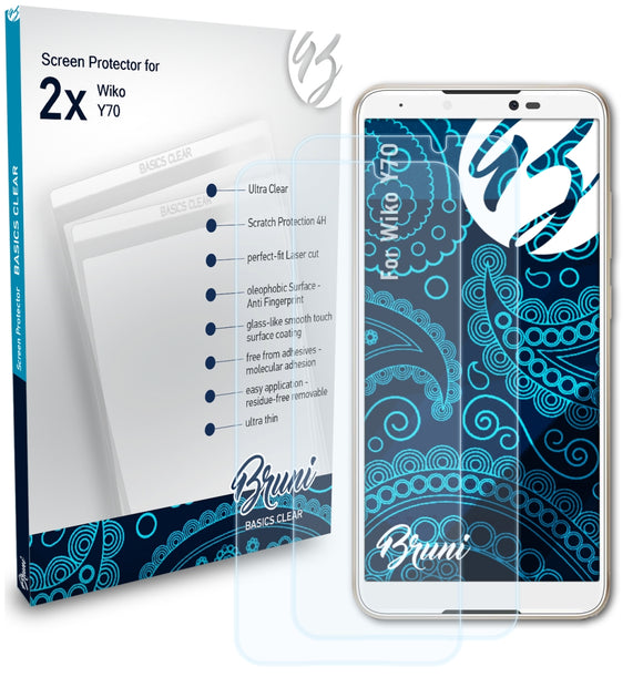 Bruni Basics-Clear Displayschutzfolie für Wiko Y70