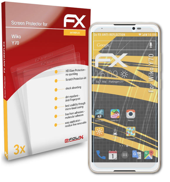 atFoliX FX-Antireflex Displayschutzfolie für Wiko Y70
