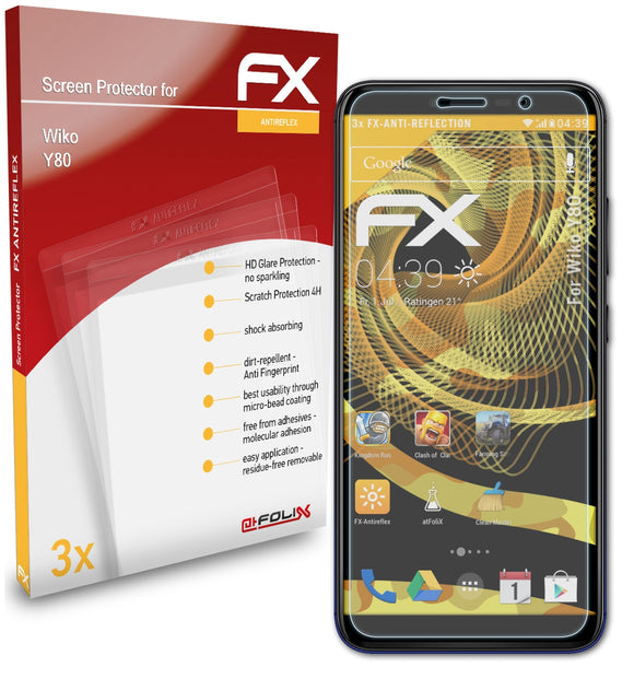 atFoliX FX-Antireflex Displayschutzfolie für Wiko Y80