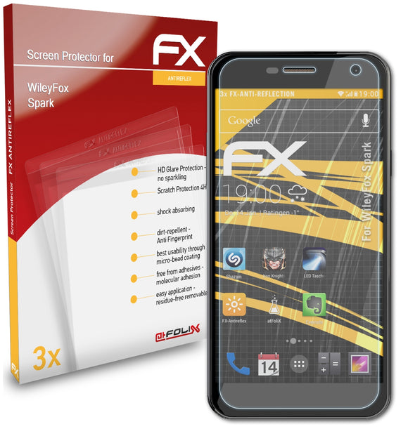 atFoliX FX-Antireflex Displayschutzfolie für WileyFox Spark
