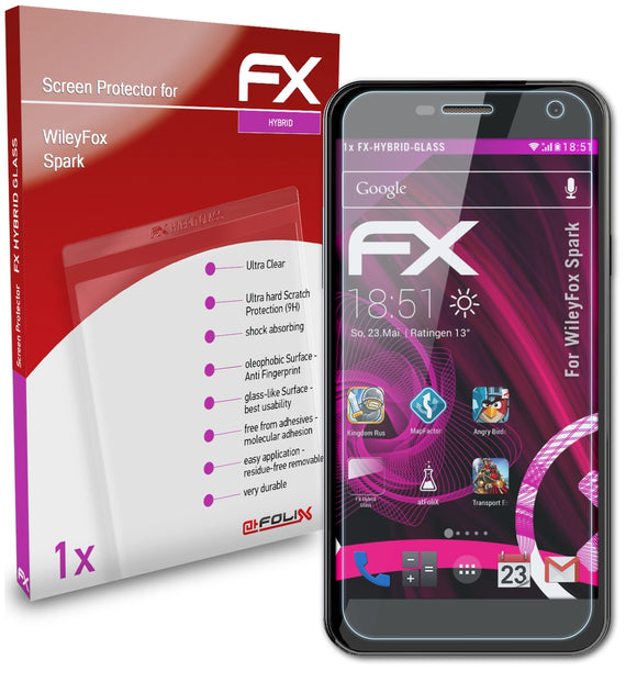 atFoliX FX-Hybrid-Glass Panzerglasfolie für WileyFox Spark