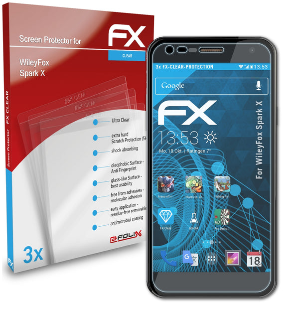atFoliX FX-Clear Schutzfolie für WileyFox Spark X