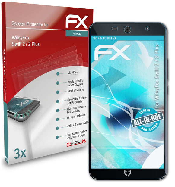 atFoliX FX-ActiFleX Displayschutzfolie für WileyFox Swift 2 / 2 Plus